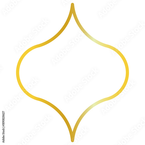 Islamic themed gold color line frame on transparent background for Islamic holiday ornament or element