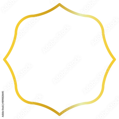 Islamic themed gold color line frame on transparent background for Islamic holiday ornament or element