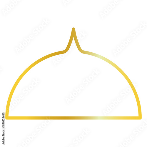 Islamic themed gold color line frame on transparent background for Islamic holiday ornament or element