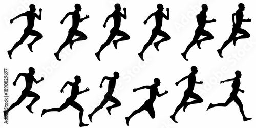Silhouettes of people running illustrating movement and athletic activity