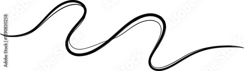 Vector illustration of stylized wavy line with varying thickness resembling decorative flourish or sine wave