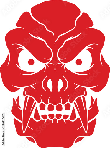 Menacing Red Monster Skull Emblem