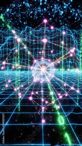 Wallpaper Mural A digital network visualization with a glowing grid and connected nodes Torontodigital.ca