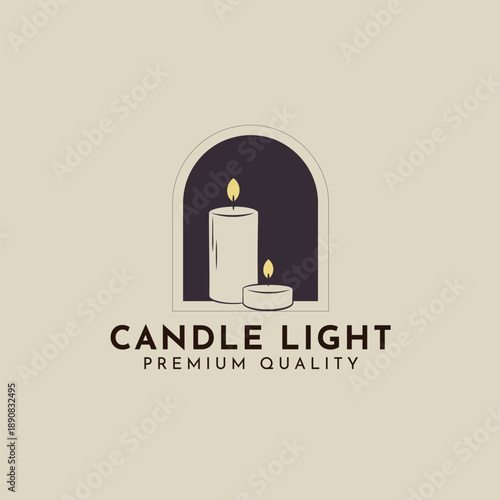 Elegant and premium quality candle light logo design featuring two illuminated candles within an arch