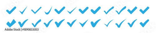 set of blue check marks on a white background