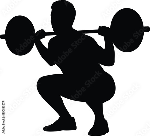 Weightlifting Squat Exercise Athlete Silhouette Fitness Illustration
