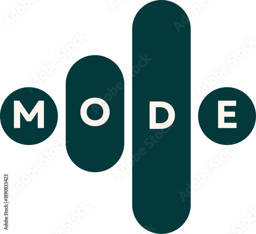 Modern minimalist logo with the word mode represented by abstract shapes