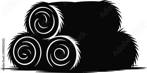 Hay Bale Silhouette Farm Agriculture Harvest Illustration