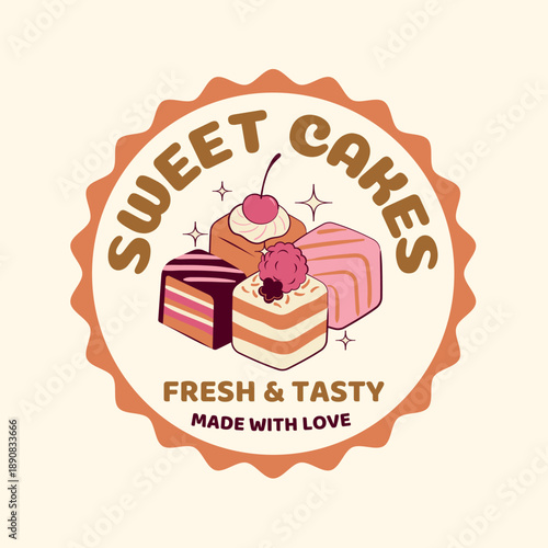 A vibrant and inviting sweet cakes bakery logo design 