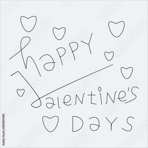 happy valentines days for boyfriend or girlfriend simple line vector illustration