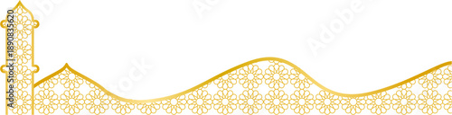 Gold Islamic Border with Pattern, Gold Islamic Geometric Footer