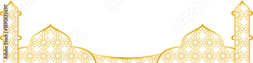 Gold Islamic Border with Pattern, Gold Islamic Geometric Footer