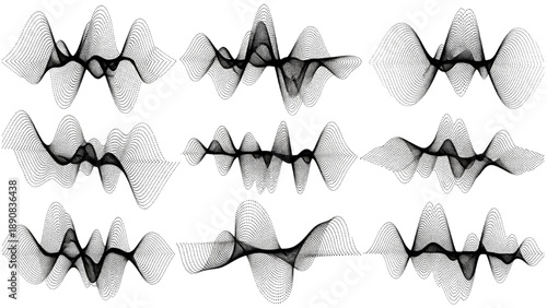 Abstract Black and White Waveform Sound Wave Art Collection