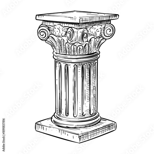 roman pillar column vector hand drawn illustration