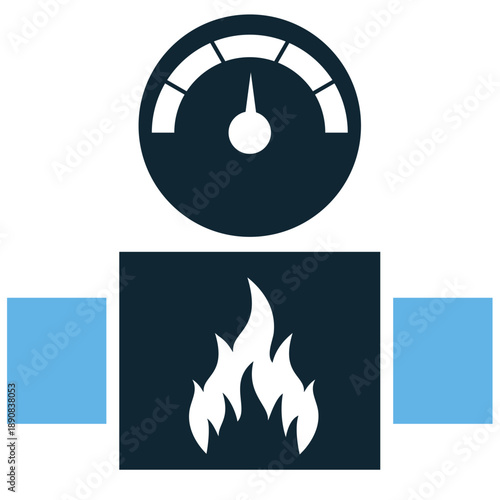 Heating gas icon vector for energy and utility designs. Symbolizes warmth and fuel supply. Ideal for pipeline maps and boiler manuals.
