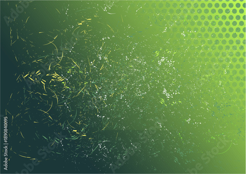 Green Abstract Background with Energetic Splatter Texture and Halftone Pattern