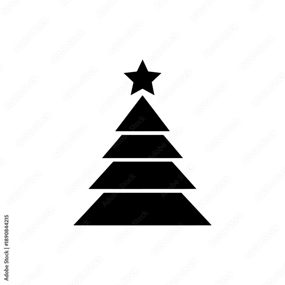Obraz premium A simple black silhouette of a classic christmas tree with a star atop representing festive holiday cheer and traditions silhouette high quality professional