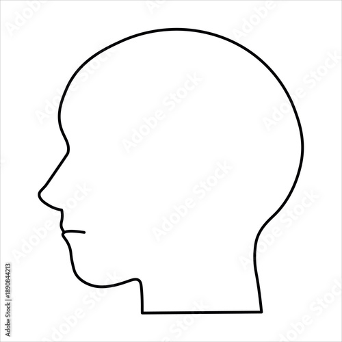 Outline of a human head in profile view, showing the silhouette of a face with a nose, mouth, and chin.