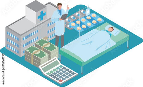 病気と医療費のイメージイラスト