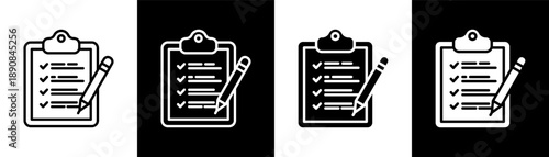 Checklist white icon set design