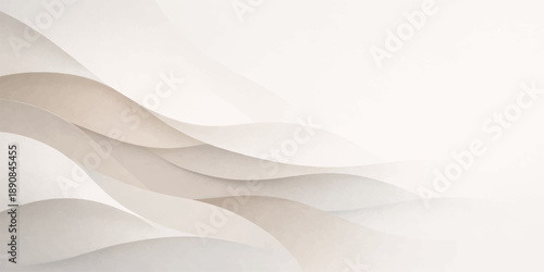 Smooth abstract white background featuring soft wavy curves and a silk fabric texture with elegant gray lines for a modern wallpaper design template