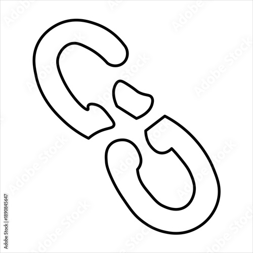Black outline icon depicting a broken chain link, symbolizing disconnection or a severed bond.