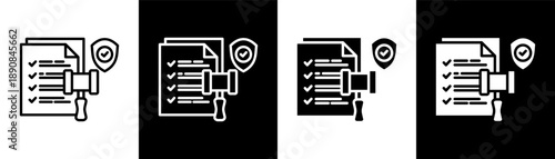 Compliance white icon set design