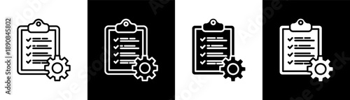 work procedures white icon set design