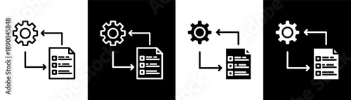 work procedures white icon set design