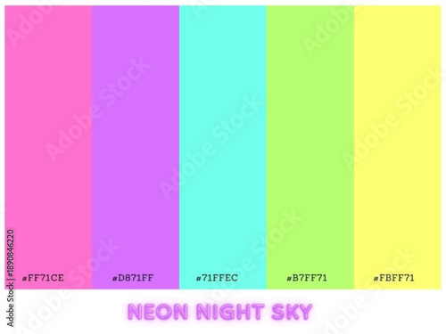 Neon color palette creating futuristic moods using glowing color schemes