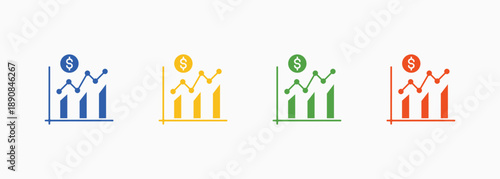 Budget Forecast Icon Set Color Multiple Style Collection Element For Design