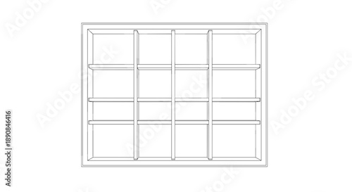 Rectangular drawer tray with multiple compartments isolated on a white background, showcasing minimalist design and clean lines