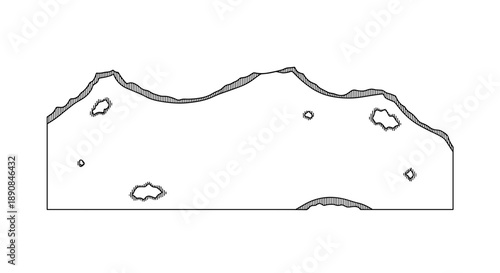 Burned paper strip with charred edges isolated on a white background, showcasing a rugged and torn texture