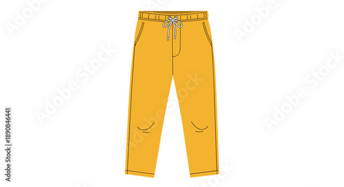 Yellow drawstring lounge pants illustrated on an isolated white background, showcasing comfortable style and casual design