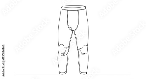 Illustration of long johns isolated on a white background with minimalist line art style and simple composition