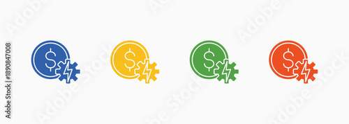 Cost Breakdown Icon Set Color Multiple Style Collection Element For Design
