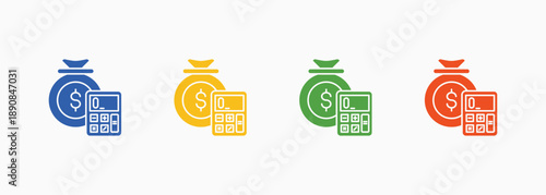Budget Management Icon Set Color Multiple Style Collection Element For Design