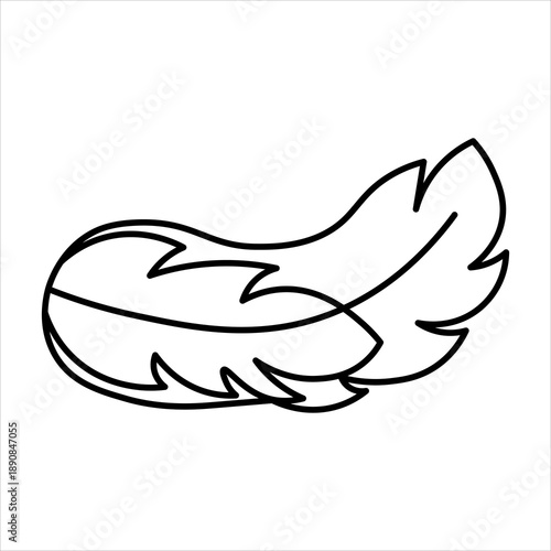 Simple black outline drawing of two stylized feathers, one overlapping the other, on a white background.
