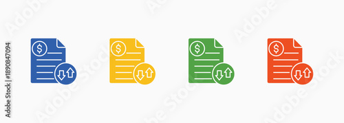 Invoice Control Icon Set Color Multiple Style Collection Element For Design