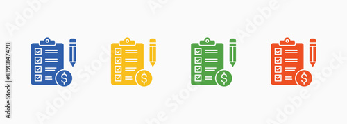 Budget Planner Icon Set Color Multiple Style Collection Element For Design