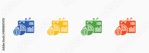 Budget Dashboard Icon Set Color Multiple Style Collection Element For Design