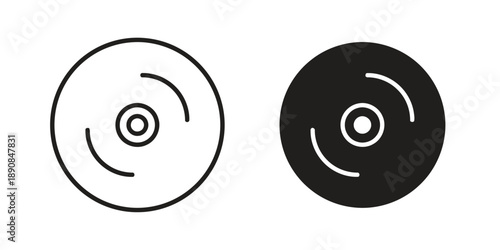 Compact disc icon outline and solid filled simple graphic element in two variations isolated on white background symbol technology data storage audio visual media storage