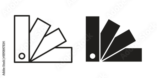 Color swatch fan icon, showing multiple pages in outline and filled solid black, representing palette selection