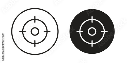 Crosshair icon outline and solid filled two variations simple target symbol for aiming focus zoom or precision in two styles isolated on white background graphic