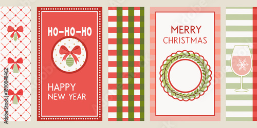 Festive holiday card designs with christmas and new year themed patterns