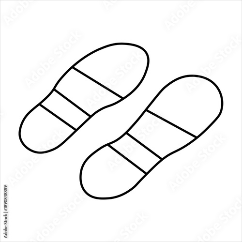Simple outline drawing of two shoe soles or footprints, depicted from a top-down perspective, showing basic segmented design.