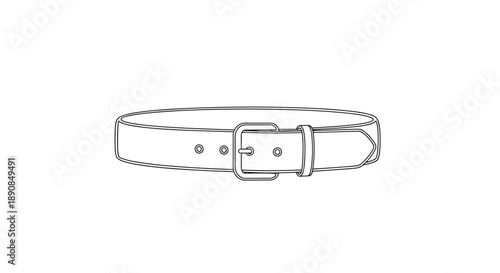Minimalist illustration of a trench coat belt with buckle, isolated on a clean white background, showcasing simple line art design