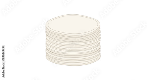 Stack of cotton face pads isolated on a clean white background, showcasing their soft texture and round shape, perfect for skincare routines