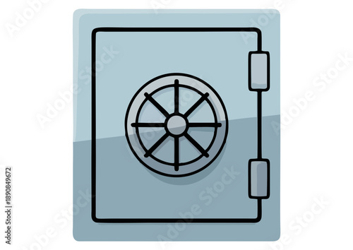 Light Blue Safe with Radiating Dial: Modern Vault Illustration