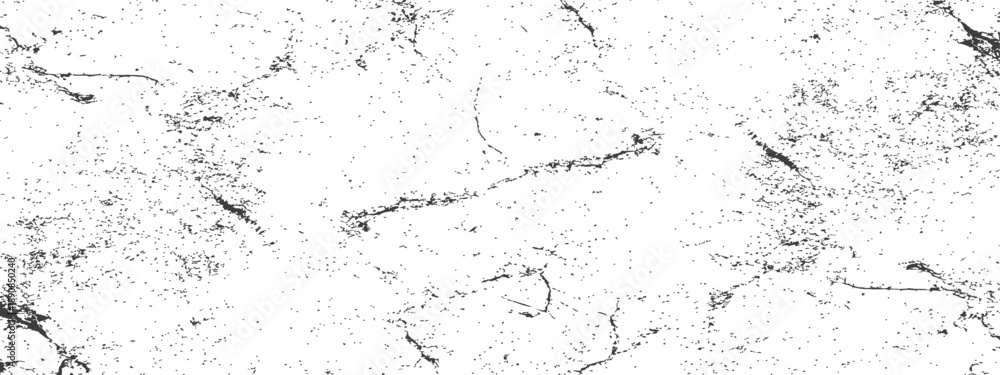 Fototapeta premium Black and White Grunge Distressed Texture Overlay Vector Background Aged Effect Dust Scratches and Cracks Pattern